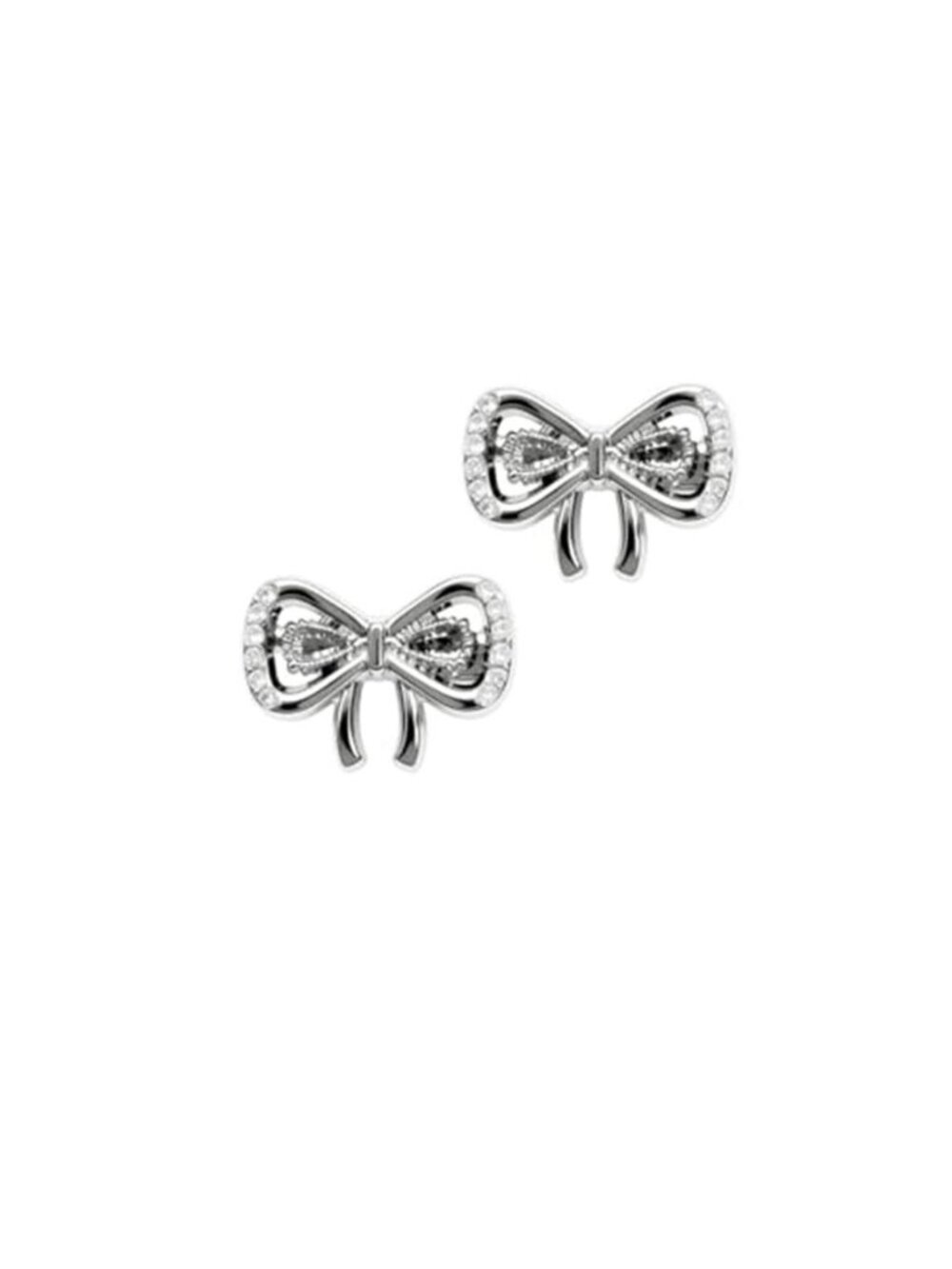 2Pcs Elegant Mini Crystal Bow Brooch Pin for Women Silver Rhinestones BowKnot